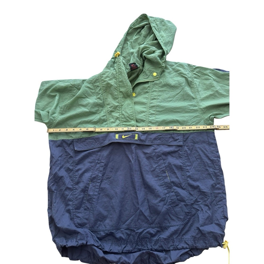 Vintage 90s Nike Big Swoosh Check Green Blue‎ Large Windbreaker